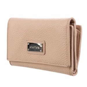 Oroton Leather Compact Wallet Multi-compartments Nude Beige Light Pink Color